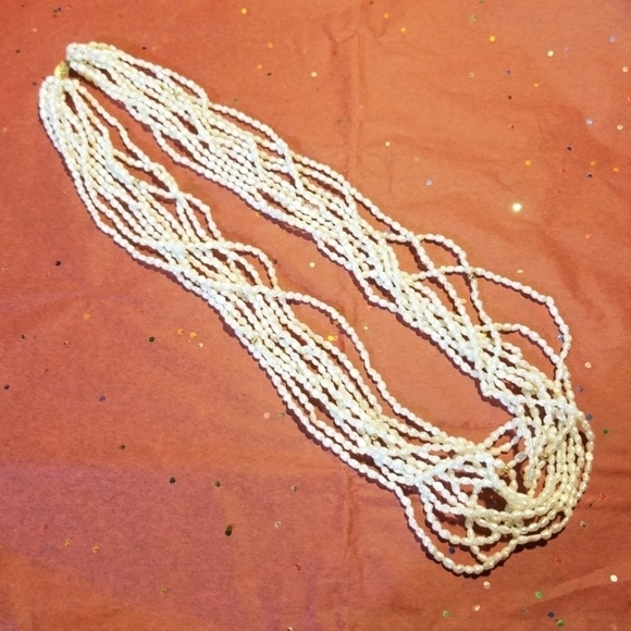 Solid 14kt Seed Pearl 10 Strand 24" VTG Necklace - Picture 7 of 8